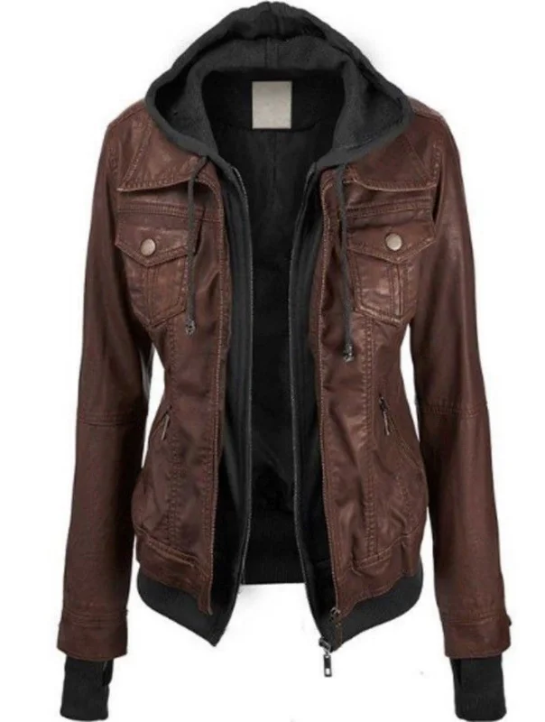 Women Real Lambskin Leather Biker Jacket KW509