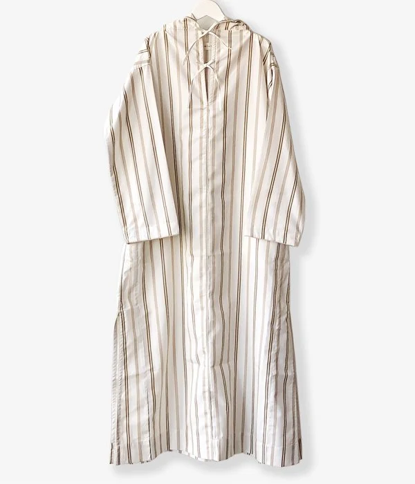 WRYHT/CONE HOODED MAXI TUNIC(NATURAL STRIPE/size1)