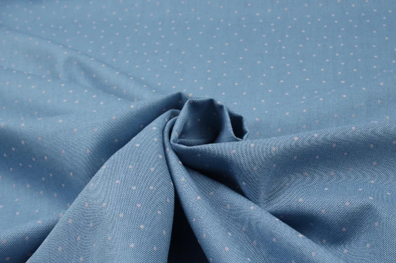 Washed Floc Cotton Twill for Shirting - Dots (Remnant)